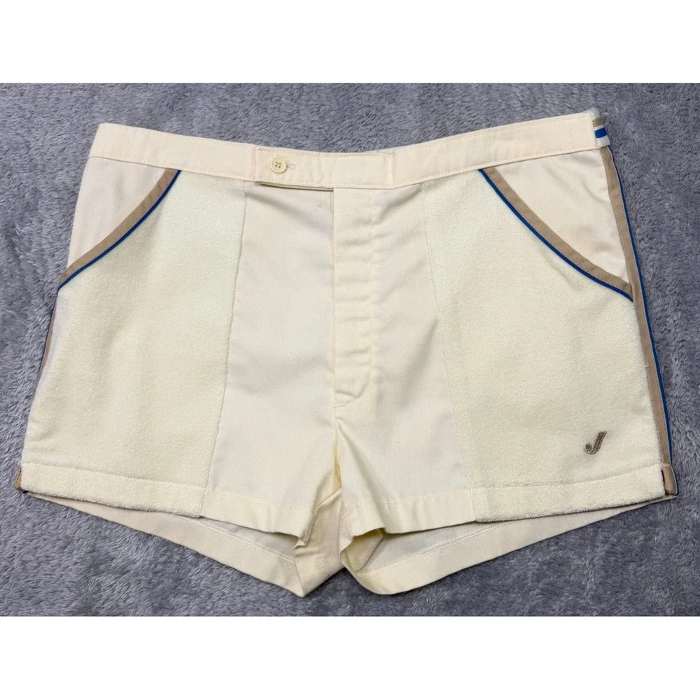 Vintage‎ Jantzen Shorts Mens 36 Ivory Terry Resort Beach Surf Retro 80s